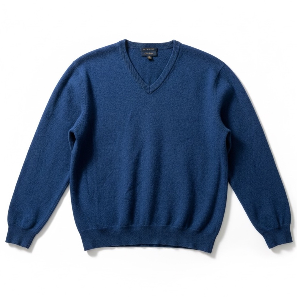 Club Room 100% Cashmere V Neck Sweater Blue Size Latge